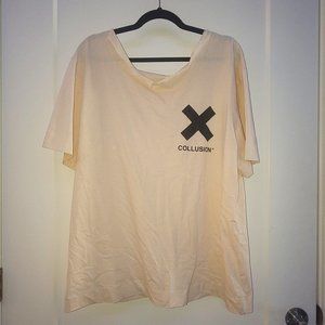 COLLUSION Over-sized Shredded Collar Tee